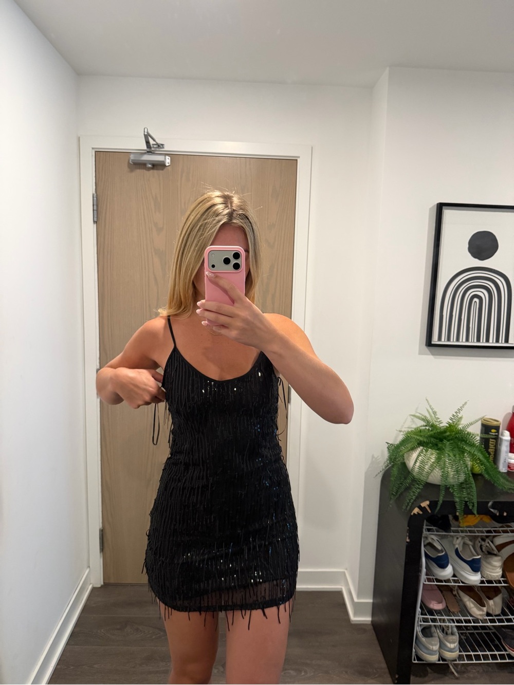 Only Black Sequin Fringe Mini Dress